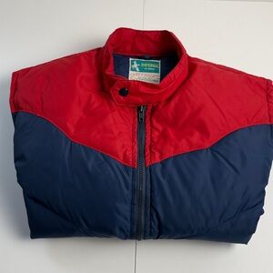 Mens Red and Blue Puffer Vest